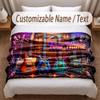Music Guitar Theme Soft Blanket Personalized Custom Name Text Print Warm Blanket Home Sofa Bedroom Decor