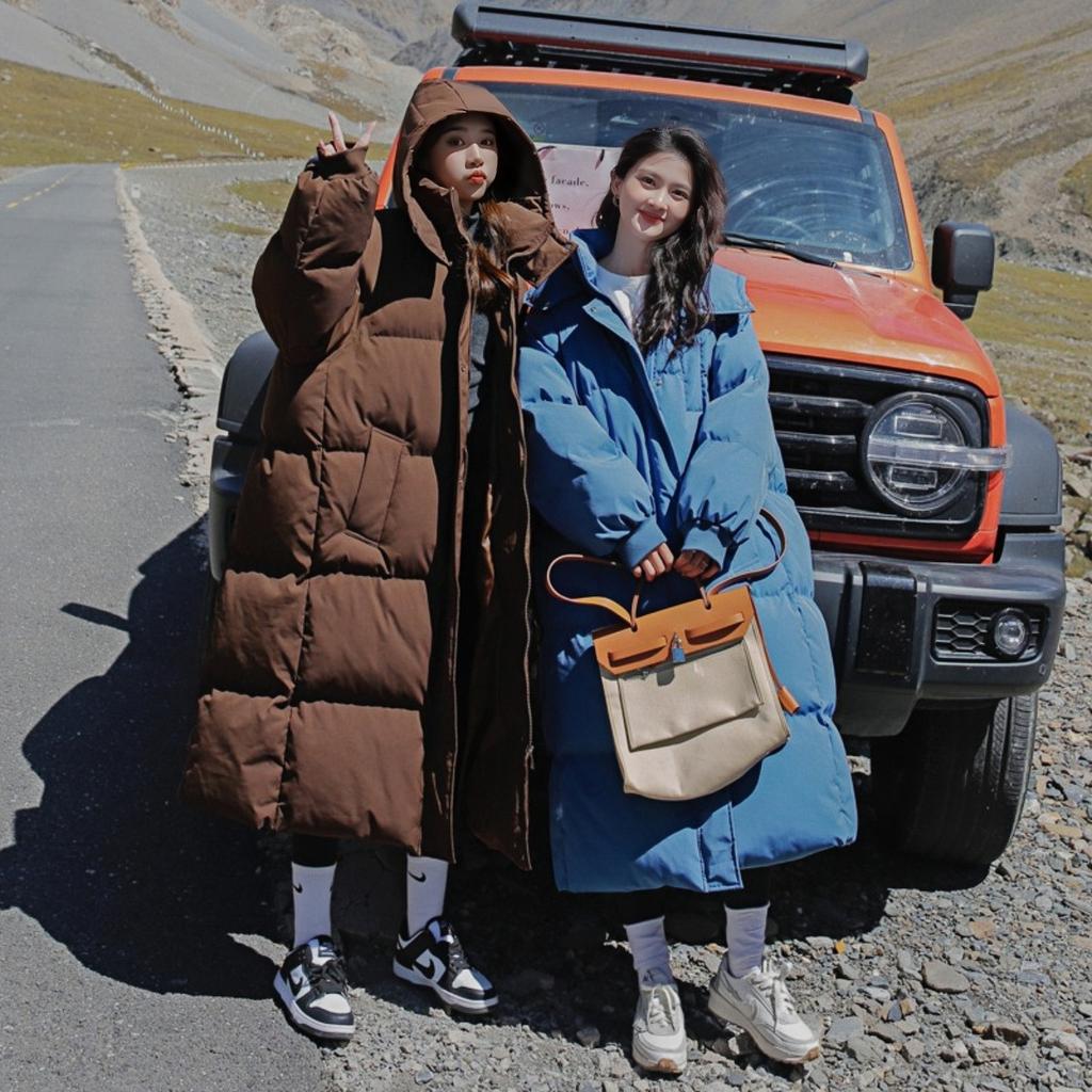 Зимняя повседневная куртка-хлеб, супер длинная куртка-парка, женская верхняя одежда большого размера, теплое толстое однотонное пуховое пальто, хлопковая куртка, женская средней длины, свободный крой