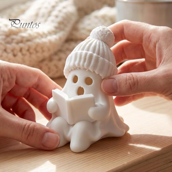 Декор стола на Хэллоуин и Рождество, Милая фигурка призрака, 3D-печатная статуэтка читающего человека в вязаной шапке, Уникальный подарок для друзей, Шляпа, Причудливый настольный