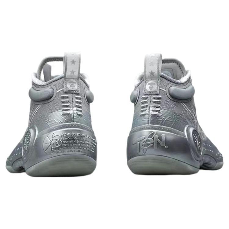 Aape x Li Ning Way Of Wade 10 Амортизирующие Скользкие Устойчивые к истиранию Средние Баскетбольные Кроссовки Серые ABAS175-1