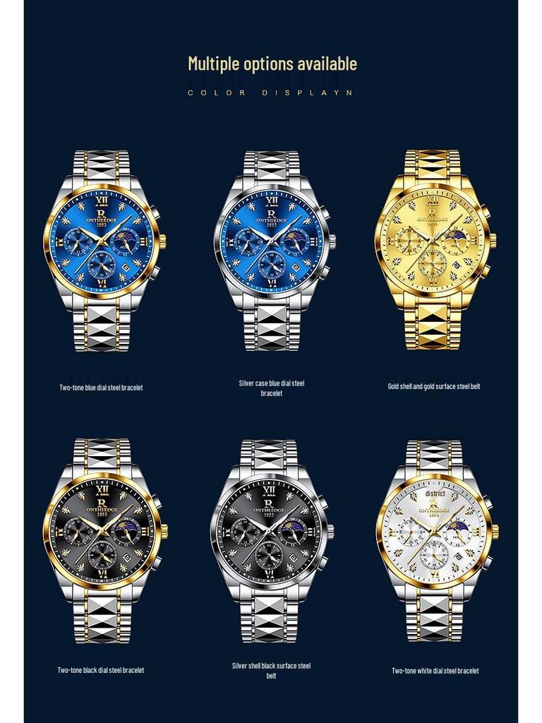 Мужские кварцевые водонепроницаемые светящиеся наручные часы с браслетом из стали, лидер продаж