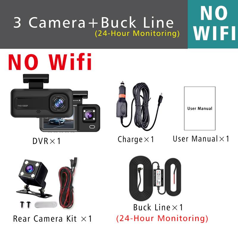 WIFI 3 Camera Dash Cam Cabin Car Dvr 1080P Interior Vehicle Three Way Channel Dvrs Recorder Video Registrator Dashcam Camcorder