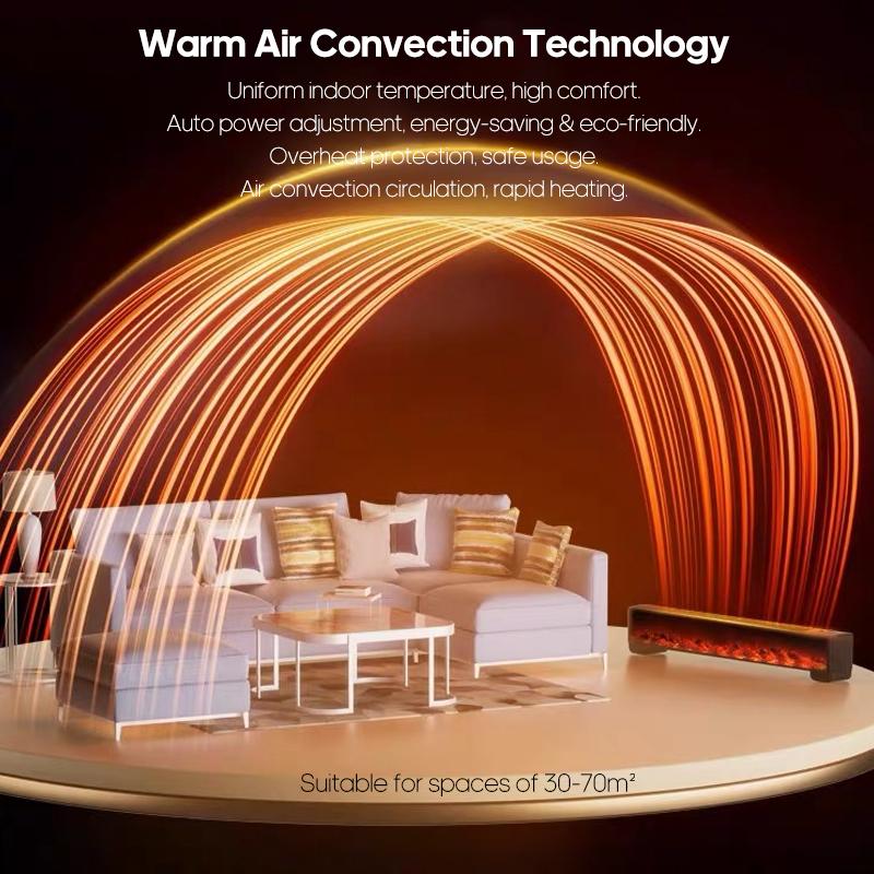 KINSCOTER KR 2000W Плинтусный нагревательный элемент Камин Светильник Обогреватель Воздуха Энергосберегающий Безопасный Обогреватель Алюминиевый Отопление