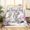 White Tiger Duvet Cover Set Queen Size Wildlife Comforter Covers Animal Print Bedding Set For Boys Girls Kids Art Bedroom Decor