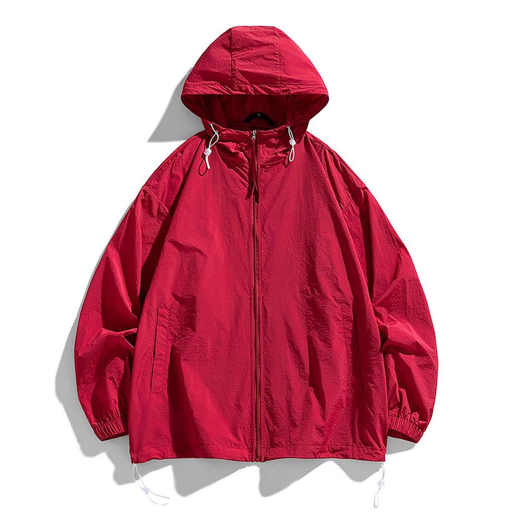 Летняя унисекс модная однотонная тонкая куртка на молнии с капюшоном и солнцезащитным козырьком
