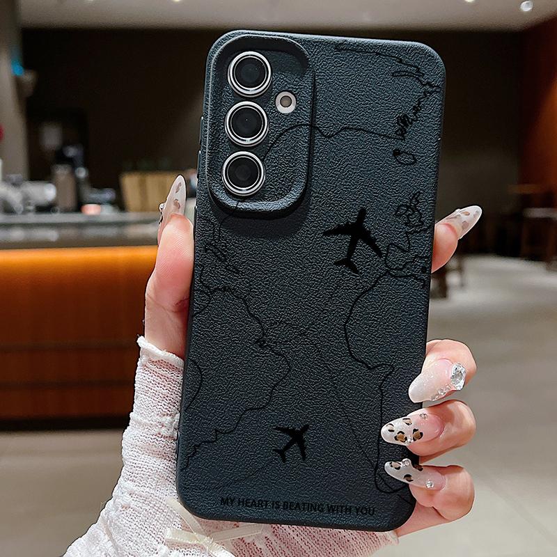 Кейс с маршрутом самолета для Samsung Galaxy S24 S26 S23 S22 S25 Ultra Edge S21 FE A16 A26 A36 A56 A15 A35 A17 A37 A57 A54 A55 5G Чехол
