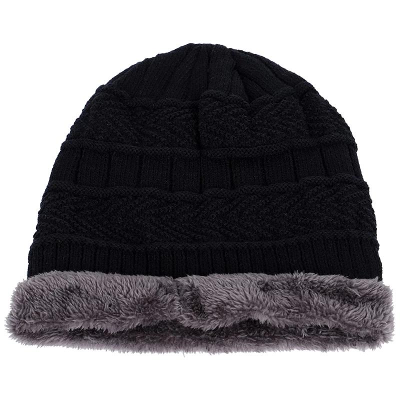 2021 New Solid Color Knit Beanie Hat Men's Winter Hats Boy Warm Plus Velvet Thicken Hedging Cap Skullies Wool Caps Bone Male