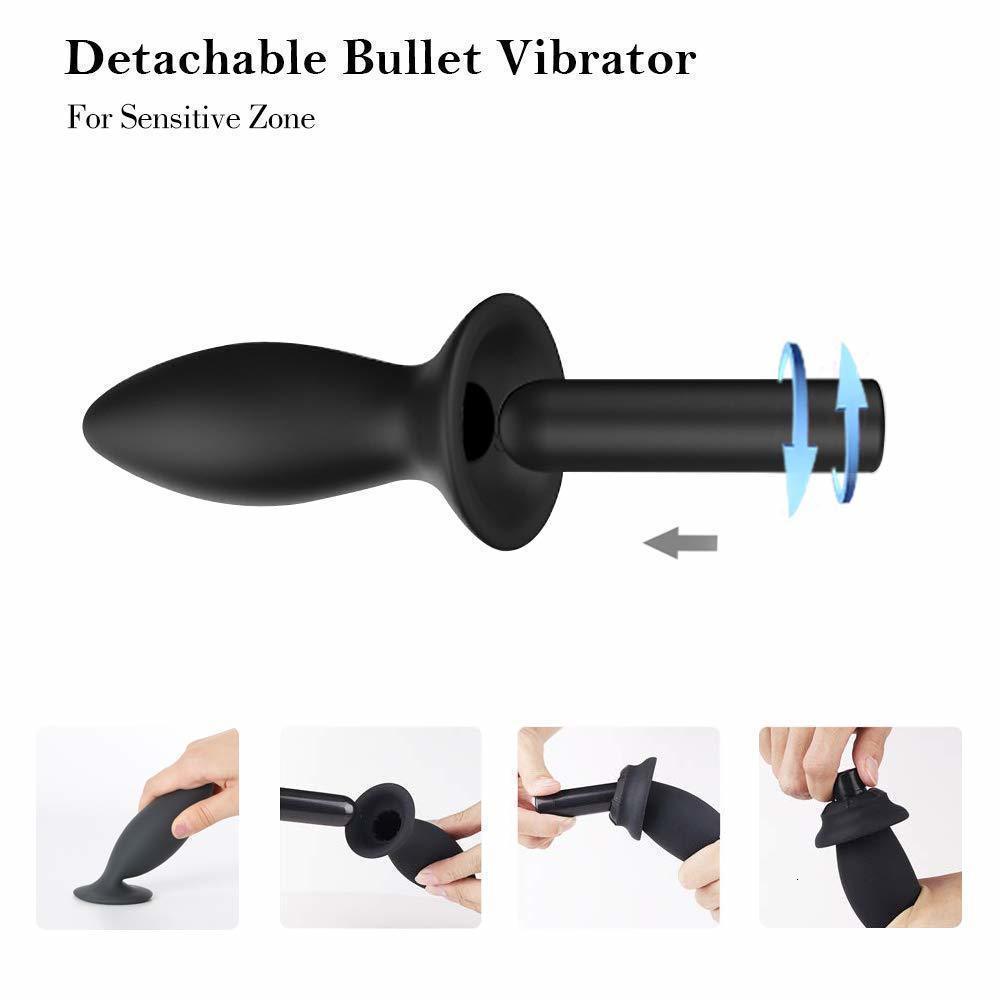 Black Silicone Butt Plug Set Wireless  Anal Training  Vibrating Butt Plugs