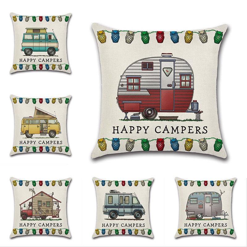 Декоративная наволочка на подушку-плед для дивана Happy Campers, идеально подходящая для домашнего декора