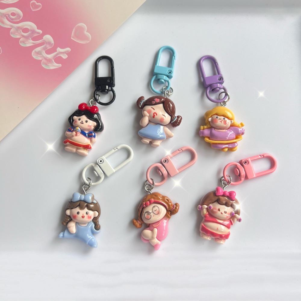 Креативный мультяшный брелок из смолы с изображением пухлой девочки, маленький металлический брелок для наушников