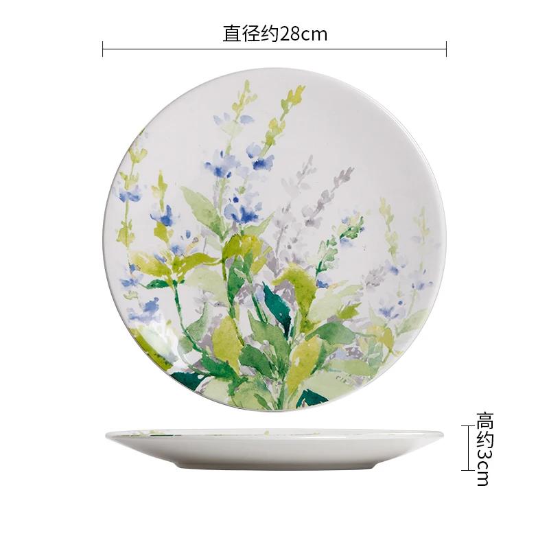 Креативные роскошные керамические тарелки, высококачественные цветочные суповые миски, вкусные блюда, бытовая большая обеденная тарелка, изысканный набор столовых приборов