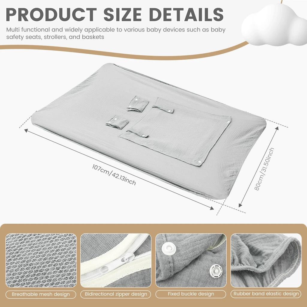 Baby Car Seat Cover Universal Baby Stroller Accessories 3 Modes Windproof Infant Carrier Canopy with Two Way Zipper for Travel