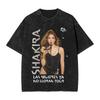 Washed T Shirts Singer Shakira Hip Hop Vintage T-Shirt Harajuku  Streetwear 100% Cotton Summer Tops Tees for Women