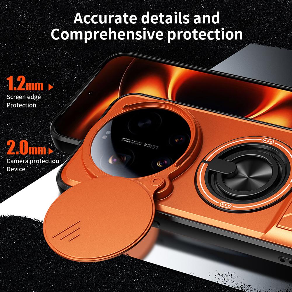 KEYSION Магнитный Чехол для Телефона для Xiaomi 17 Ultra 5G Защита Сдвижной Камеры Вертикальная Подставка 360 Кольцо Ударопрочная Задняя Крышка