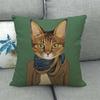 Cartoon Cat Pattern Series Super Soft Cotton and Linen Material Pillow Cover for Home Sofa Decoration Pillow Cover