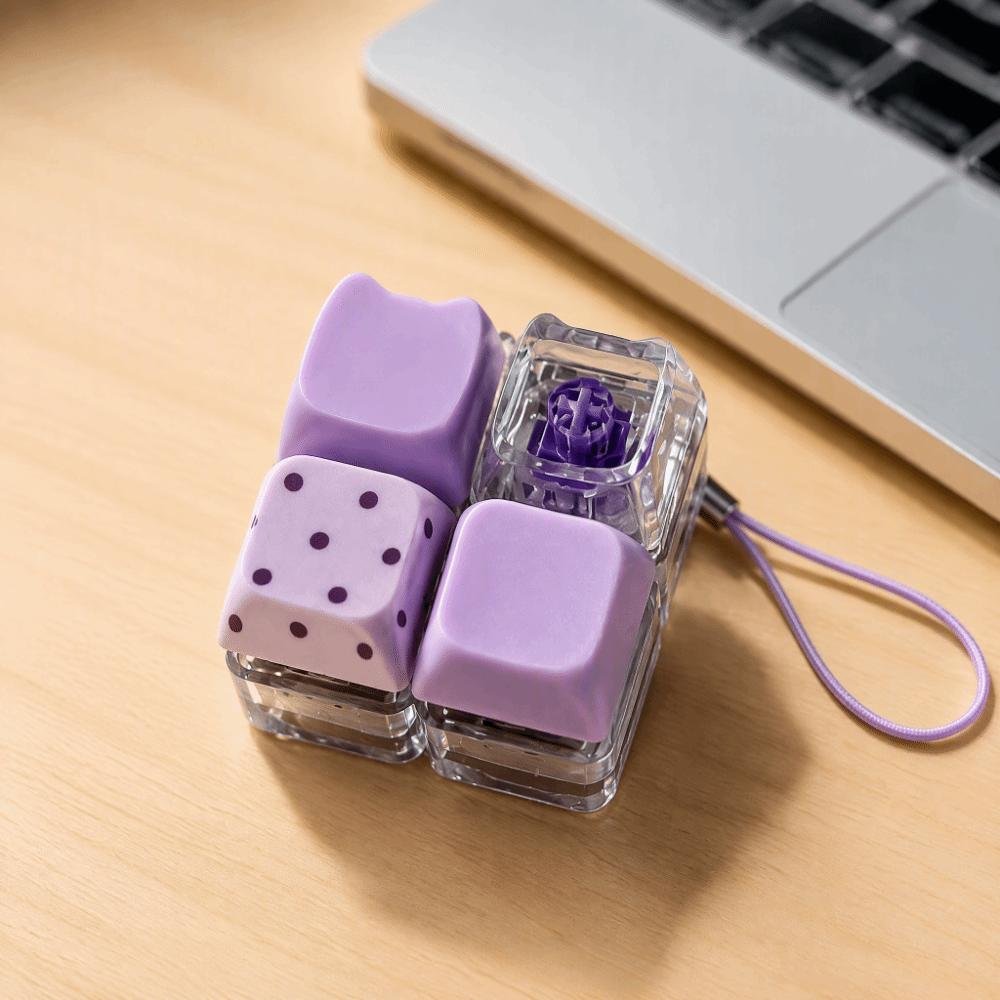 Plastic Fidget Keychain Transparent Keycap Clicker Funny Stress Relief Pendant Daily