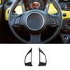 2pcs Carbon Fiber Car Steering Wheel Button Frame Cover For Fiat 500 2012-2015