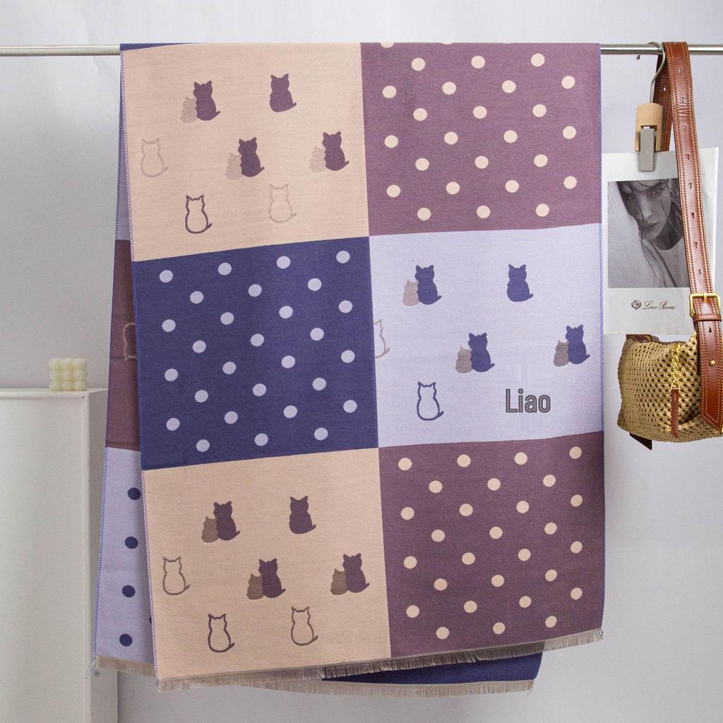 2024 Women's Polka Dot Plaid Scarf Shawl: Thickened Winter Dual-Use Neck Warmer, Age-Reducing, Versatile.