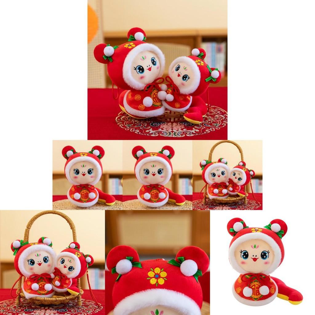 Очаровательная плюшевая змея, игрушка-талисман года, мягкая и приятная на ощупь кукла для новогодних празднований