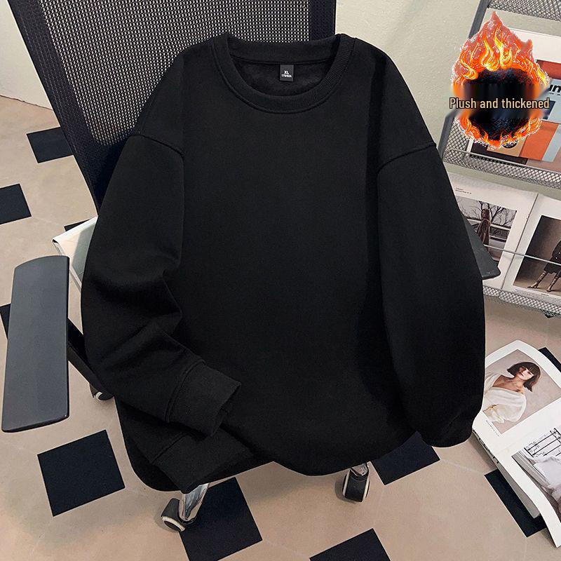 Унисекс толстовка из флиса 450 г, оверсайз, с длинным рукавом, круглым вырезом, идеально подходит для осени и зимы