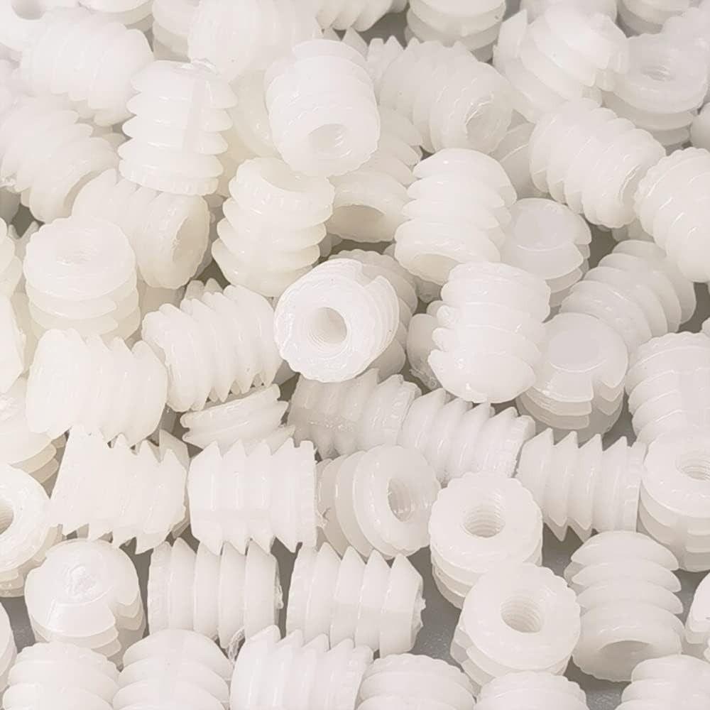 100 шт. 0,34"x0,39" Вставки для петель Белый набор гаек Ассортимент Вставки для винтовых дюбелей Дверь шкафа