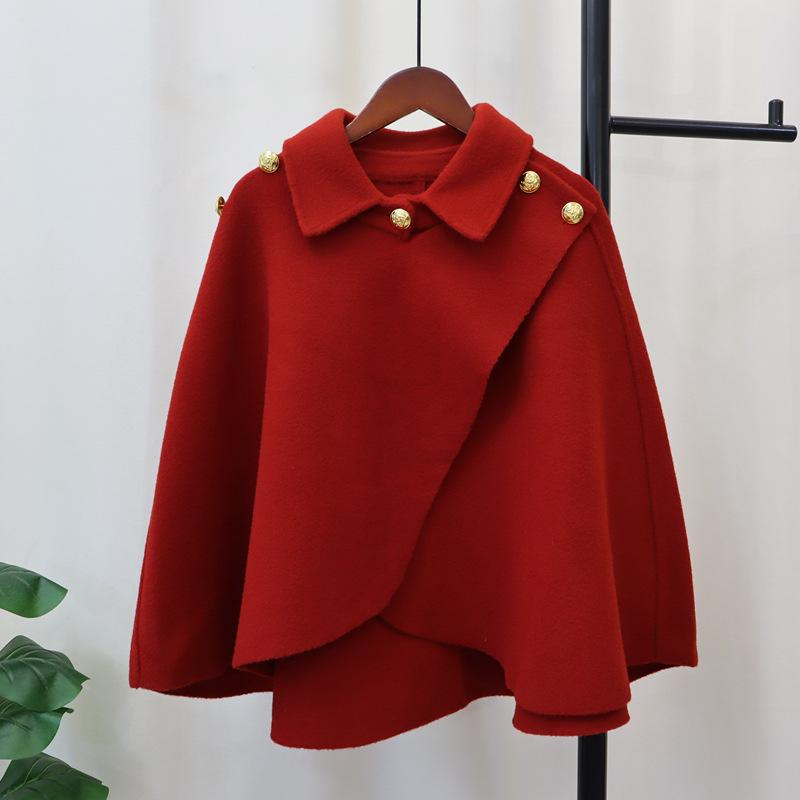 Осень и зима новый свободный темпераментный дизайн вязаное двустороннее нейлоновое пальто-накидка продвинутый смысл тонкая шаль женская