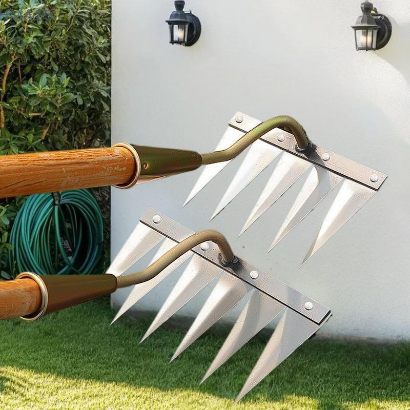 5/6 Teeth Agricultural Rake Soil Loosening Weeding Tool Manganese Steel Garden Weeding Rake Multi-use Agricultural Straw Hoe