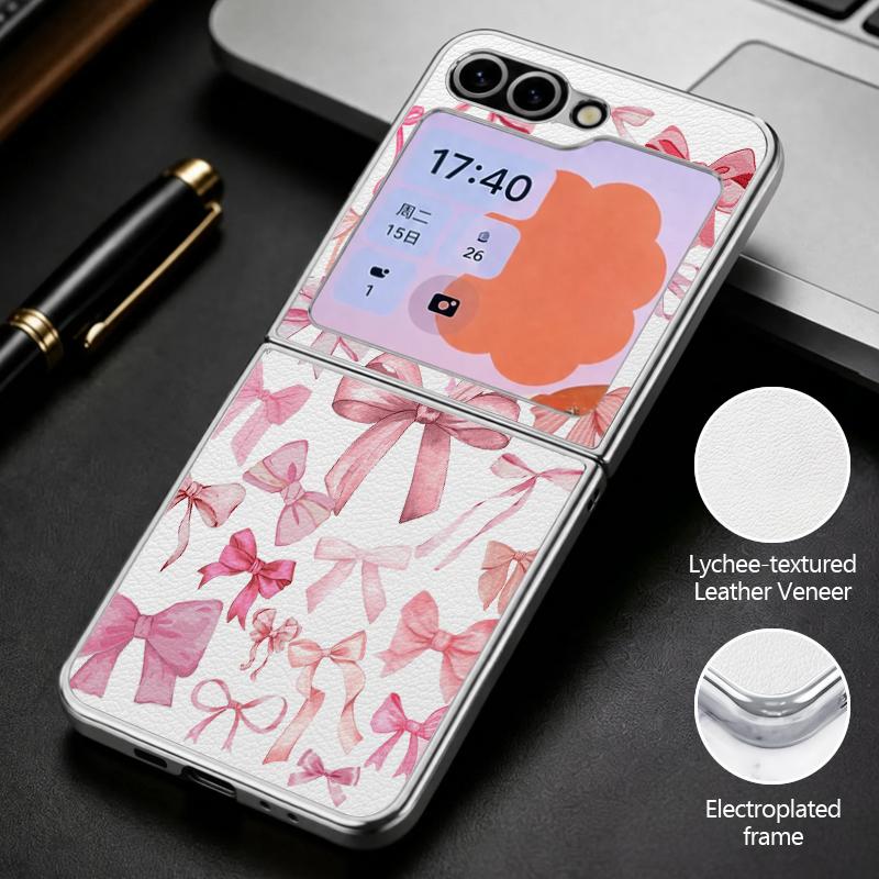 Чехол с принтом разноцветных бантиков для Samsung Galaxy Z Flip 8 7 6 5 Z Flip8 Flip7 Flip6 Гибридный 3-в-1 Покрытие Кожаная накладка Чехол для складного телефона