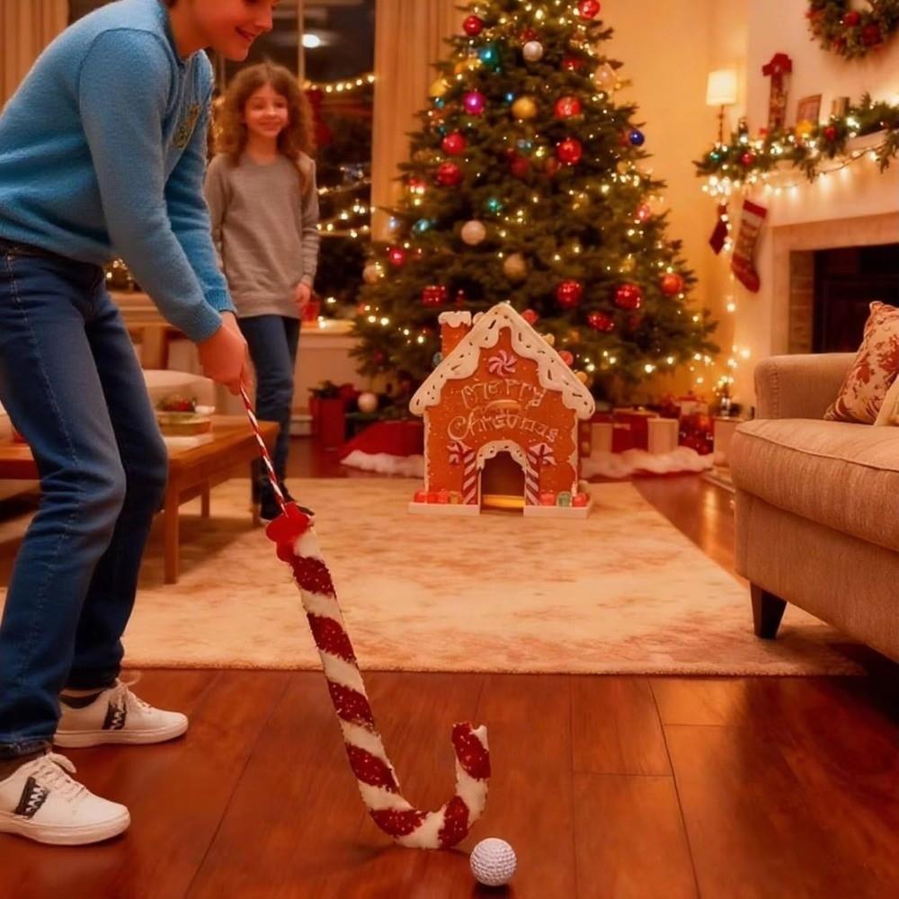 Candy Cane Club Gingerbread Golf Game Set Golf Balls Portable Design Indoor Golf Set Mini Golf Set Holiday Gatherings