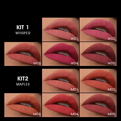 COSLUXE IMAGIC Профессиональный косметический набор жидких матовых помад Velvet-Matte, стойких (5.г, Комплект 01 — Шепот)