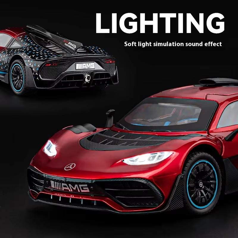 New 1:24 Mercedes-Benz AMG ONE Super Racing Alloy Die-cast Car Model Sound and Light Collectible Hobby Adult Birthday Gift Boy Trendy Toy Ornaments