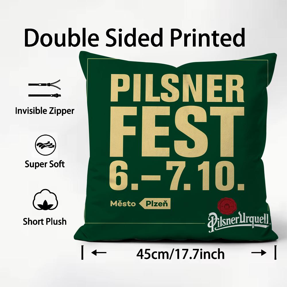 Пиво P-Pilsner U-Urquell Чехол на подушку с принтом для гостиной, дивана и декора спальни