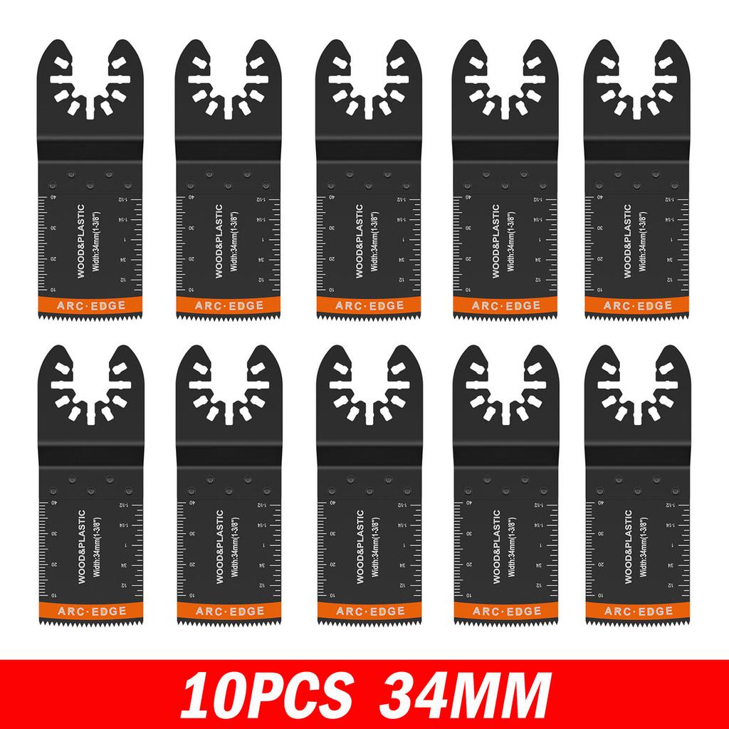 10Pcs Titanium Coated Oscillating Saw Blades 34MM Bi-metal Multi-Function Renovator Saw Blade for Wood Plastic Metal Cutter