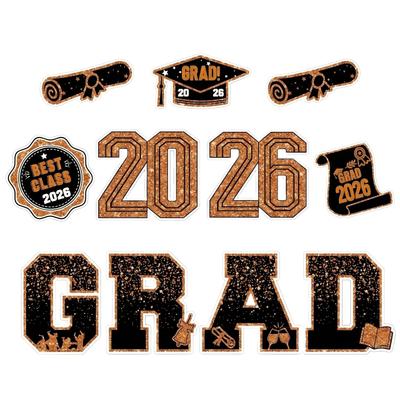 Украшения для выпускного 2026 года, Садовые таблички на подставках, Блестящие пластиковые садовые таблички 2026 года для вечеринок по случаю окончания колледжа