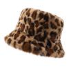 Cute Print Leopard Winter Fisherman Hat Womens Cozy Flat Top Cap Rabbit Hair