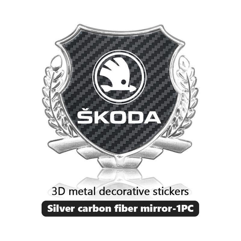3D Metal Badge Car Side Body Window Trunk Sticker Decal For Skoda Kamiq MK3 Roomster Rapid Kodiaq Karoq Fabia Enyaq EK6