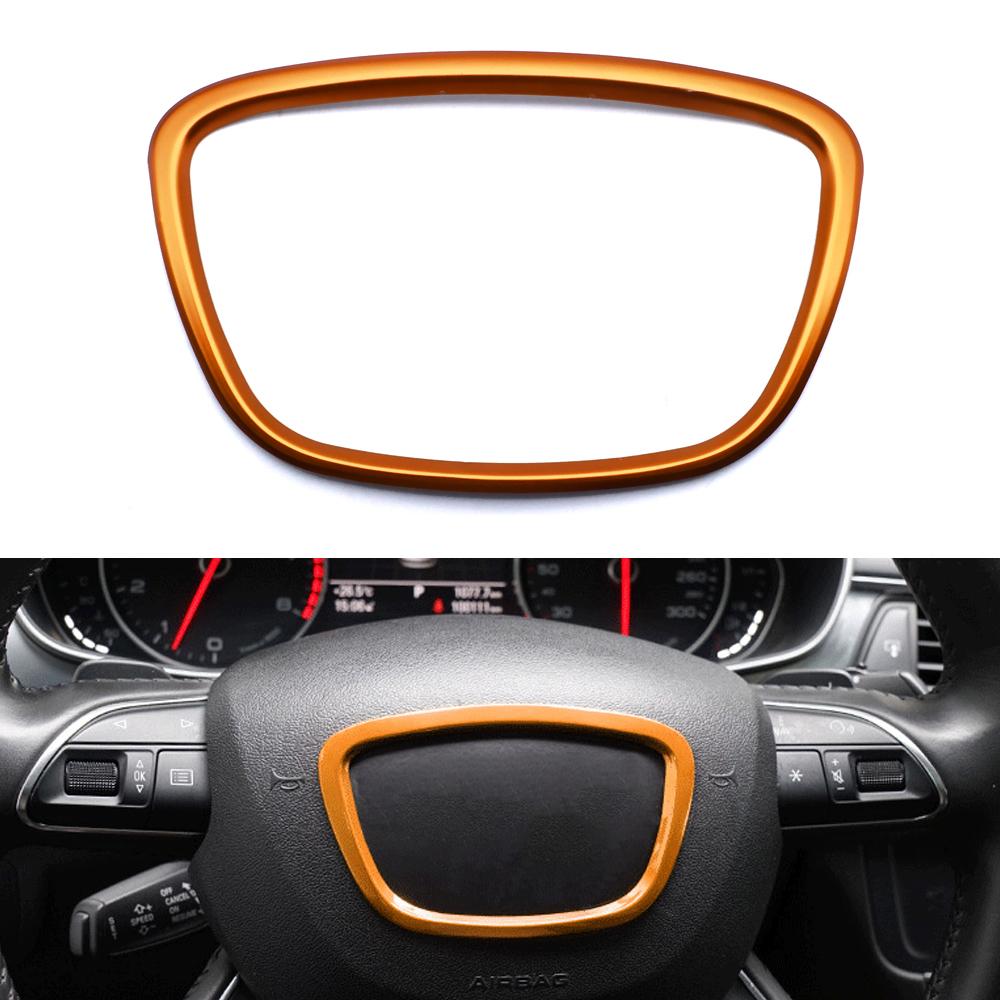 Рамка логотипа рулевого колеса автомобиля для A3 A4L A6L A8 Q3 Q5 Q7, эмблема рулевого колеса, значок, отделка, декоративное кольцо, наклейка, металл, 3D-стиль автомобиля