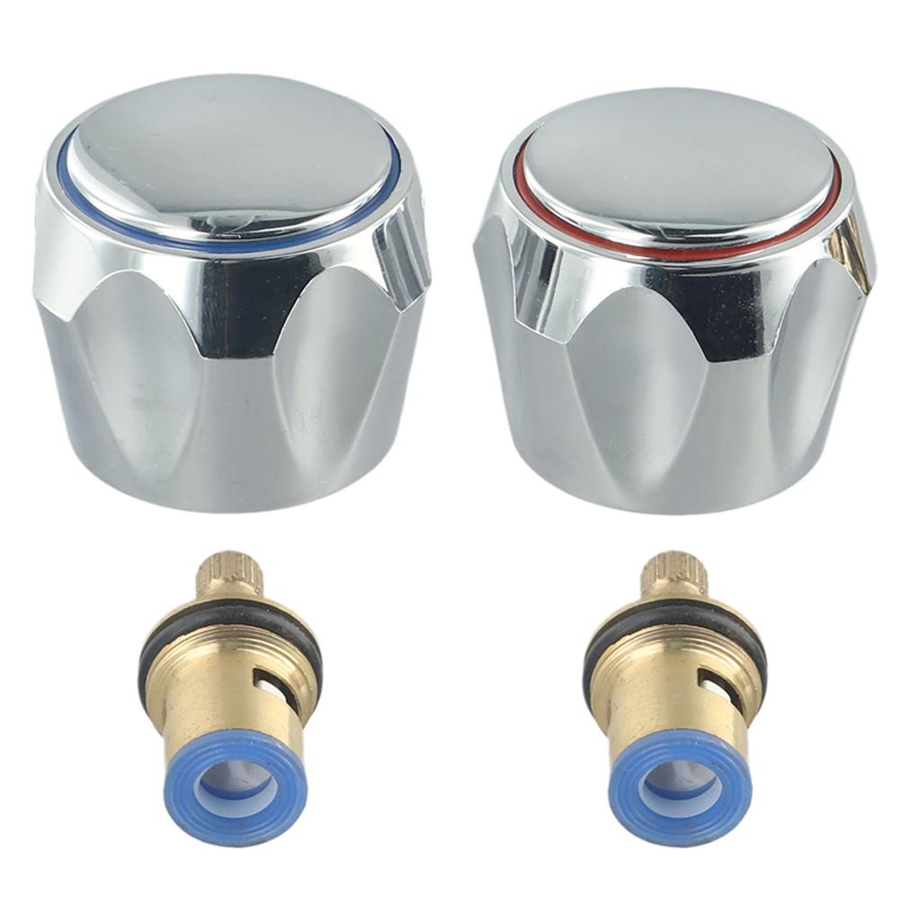 2pcs Copper Valve Faucet Handle Handwheel ABS Blue Handwheel