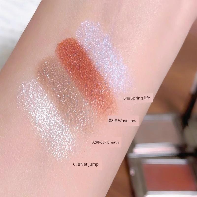 Super Hot Solid Color Eye Shadow Plate Shiny Super Shiny Pearlescent Thin and Glittering Blue Smoky Eye Makeup Shiny Crystal Highlight Brightening