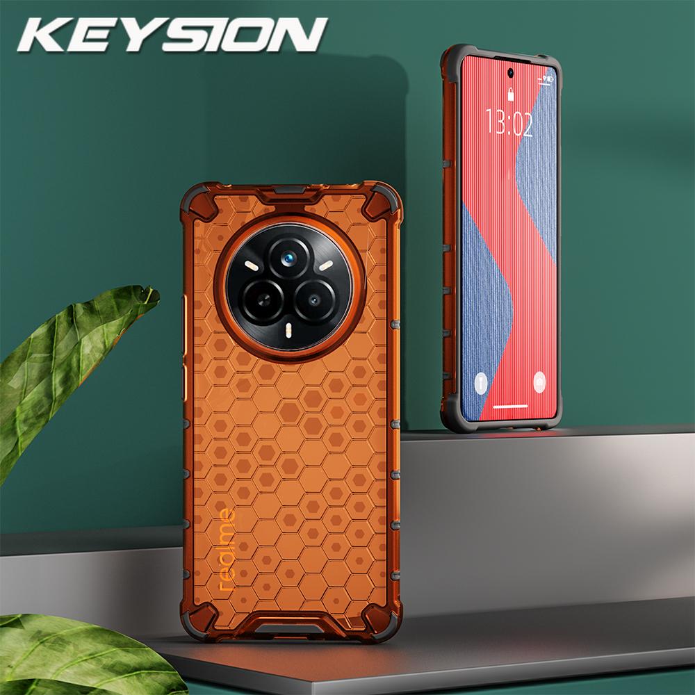 KEYSION Противоударный защитный чехол для Realme 14 Pro+ 5G Мягкий силиконовый + ПК Прозрачный сотовый чехол для телефона OPPO Realme 14 Pro 5G