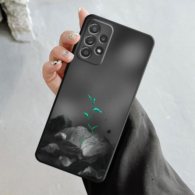 Чехол с зелеными побегами розы и тюльпанов для Samsung Galaxy A14 A73 A53 A71 A51 A31 A33 A22 A12 A21s A13 A32 A52s A72 A52 A23