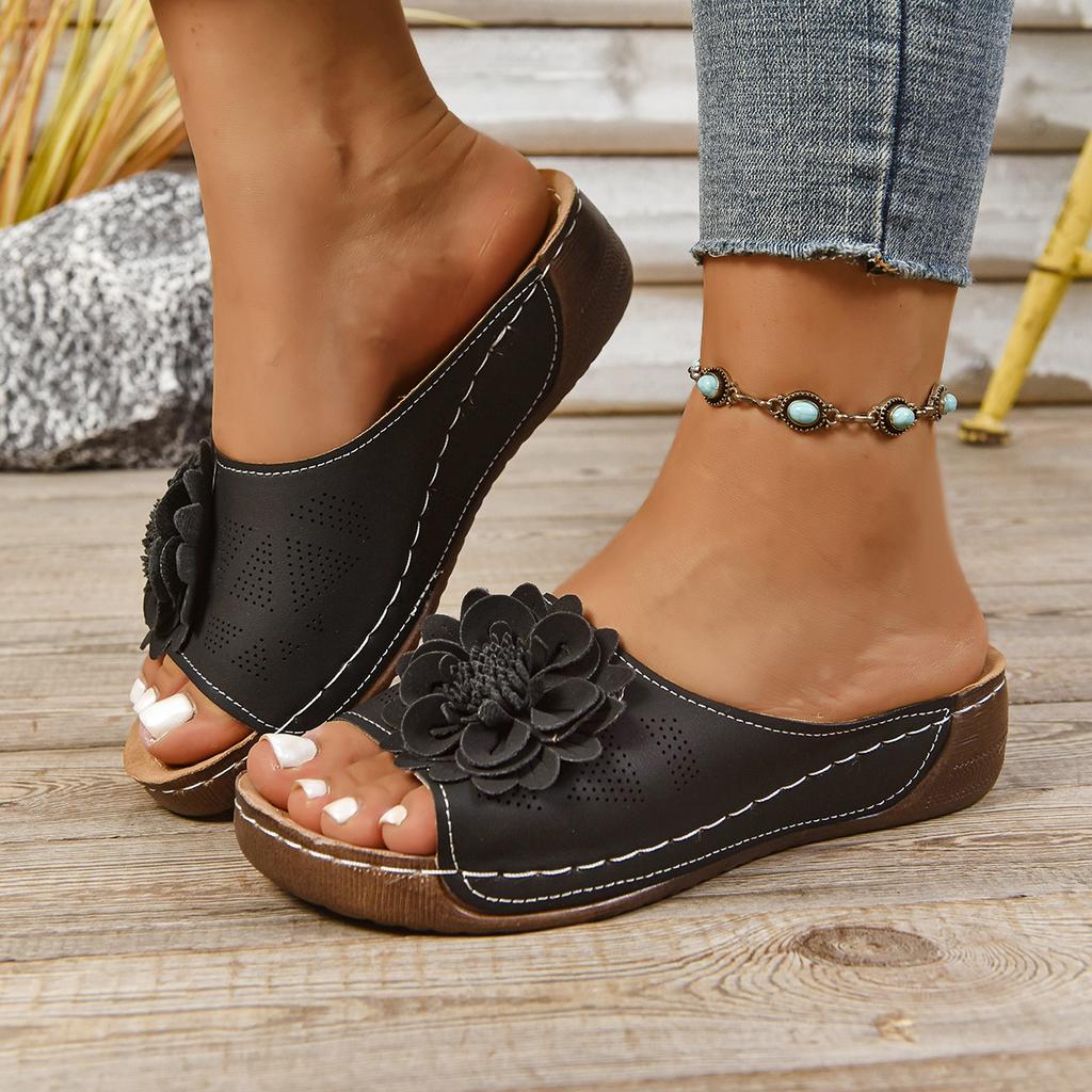 Модные женские тапочки Слипоны Противоскользящие Модные сандалии Элегантные тапочки на платформе Удобные повседневные туфли на танкетке Женские шлепанцы Женские