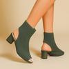 Осень-зима Большие размеры женские вязаные короткие сапоги-трубы повседневные удобные грубые каблуки с острым носком и толстым каблуком 34-43