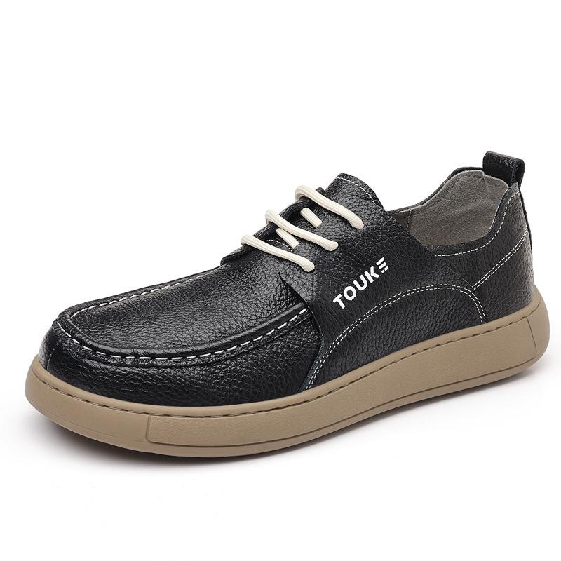Fashion Men's Leather Shoes 2025 Autumn Fashion Lace Up Breathable Outdoor Casual Flats Lightweight Comfortable Non Slip Luxury Loafers