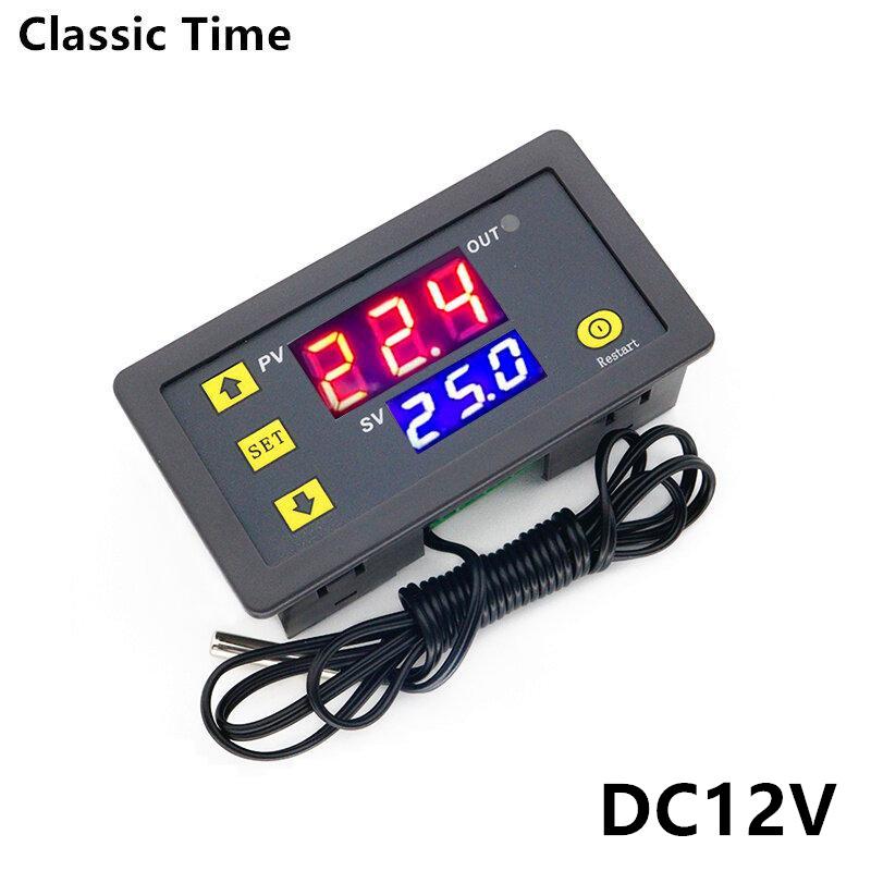 W3230 Цифровой контроллер температуры Светодиодный дисплей 12 В/24 В/AC110-220 В Микрокомпьютер Термостат Регулятор нагрева/охлаждения Терморегулятор с датчиком