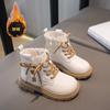 Детская мода Теплые ботинки Девочки Ботильоны Молния Крутые Детские Принцесса Подиум Кожаные ботинки Нескользящие Размер 26-37 Противоскользящие
