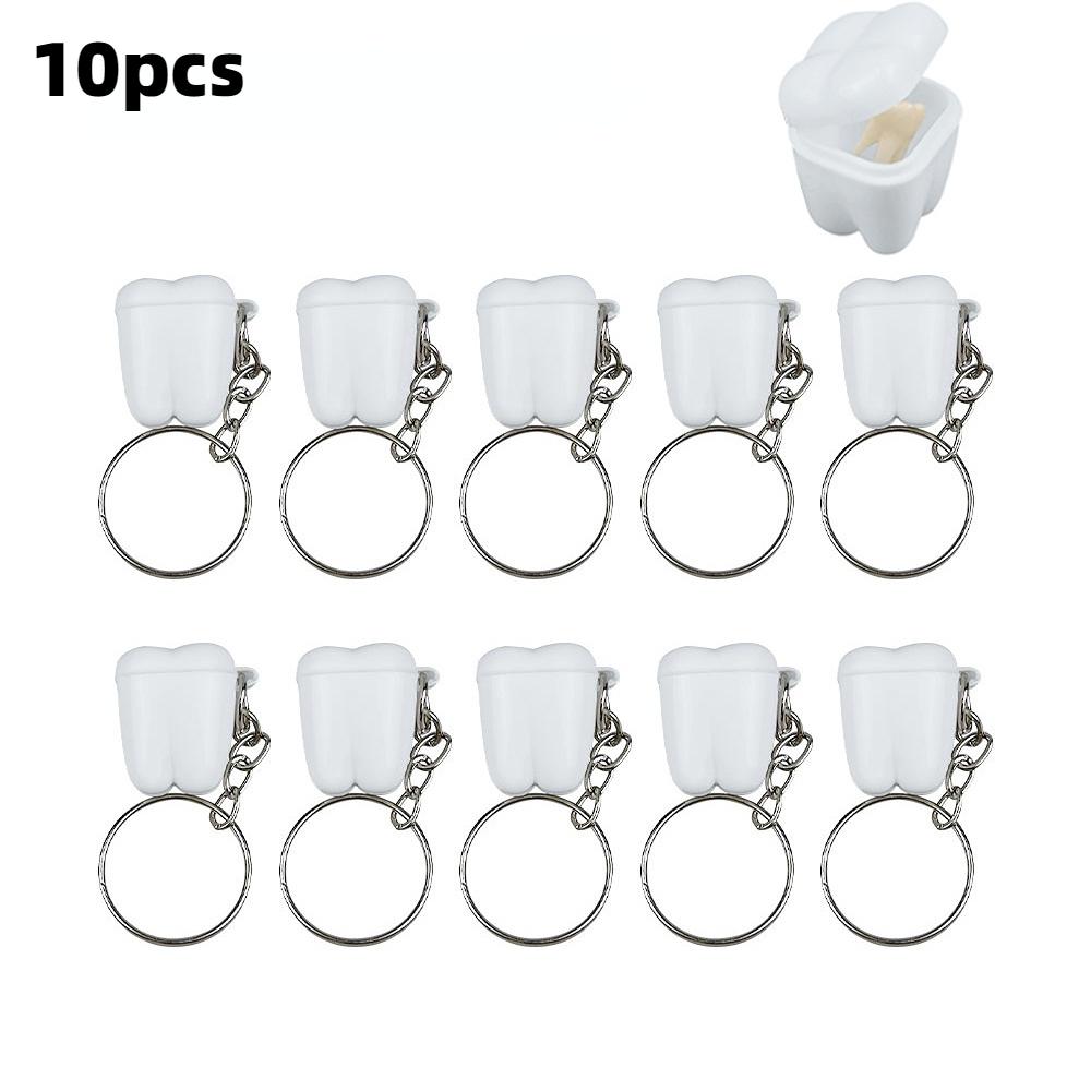 10 шт., форма зуба с брелком, детская коробка для молочных зубов, коробки для детских зубов, детский сувенирный контейнер для зубов, подарок для новорожденного