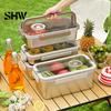 Multi-purpose Kitchen Storage Stainless Steel Crisper Box with Sealing Lid And Handle, Large Capacity Airtight Bread Container Box, Portable for Home