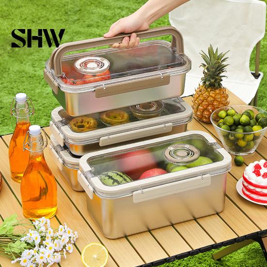 Multi-purpose Kitchen Storage Stainless Steel Crisper Box with Sealing Lid And Handle, Large Capacity Airtight Bread Container Box, Portable for Home