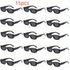 15pcs Unisex Trendy Small Frame Fashion Glasses Black Casual Decorative Glasses for Parties Po Booth Props Graduation